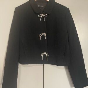 Zara Black Jacket with Silver Bow Details